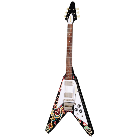 EPIPHONE INSPIRED BY GIBSON CUSTOM JIMI HENDRIX "LOVE DROPS" FLYING V - EBONY